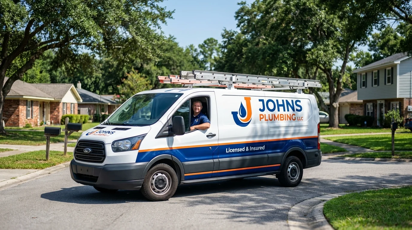 Johns Plumbing LLC service van in Apalachin, NY