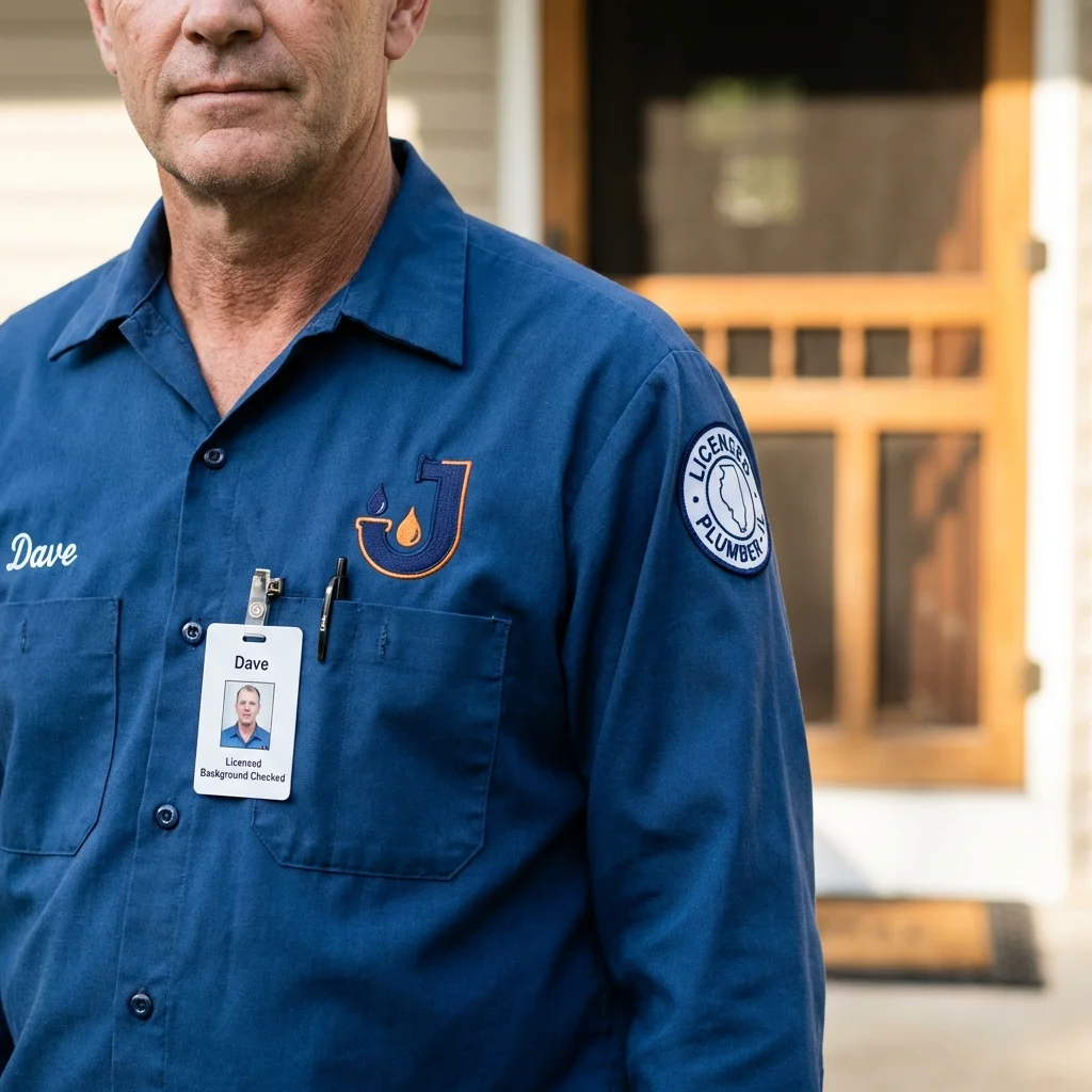 Licensed plumber showing ID badge in Apalachin, NY