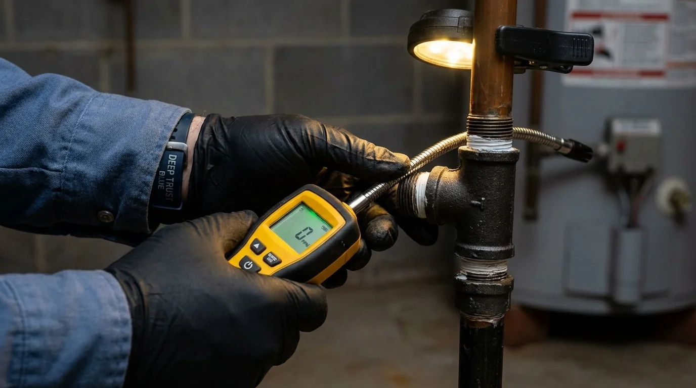 Gas leak detection with electronic sniffer by Johns Plumbing LLC in Apalachin
