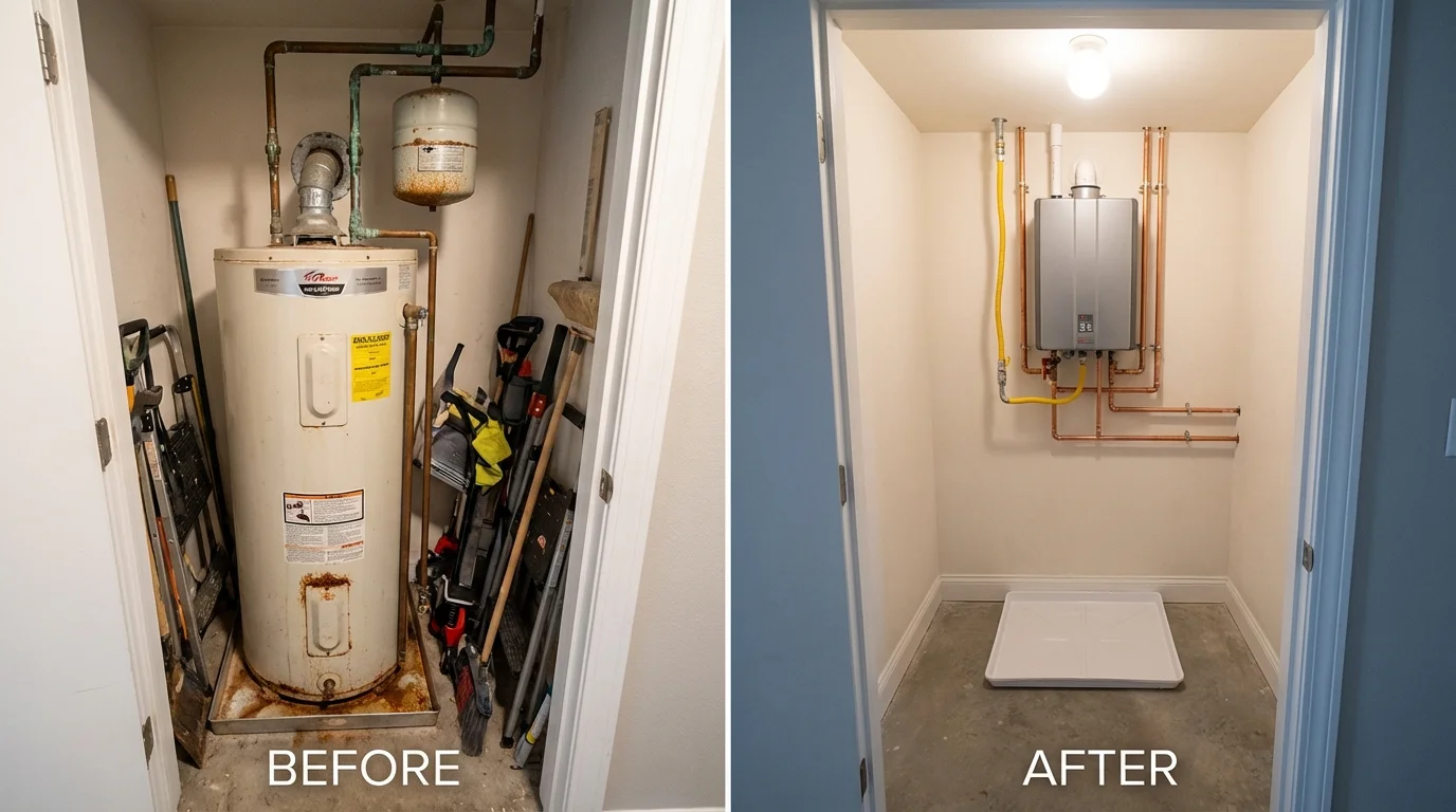 Tank water heater versus wall-mounted tankless unit comparison for Apalachin, NY homeowners